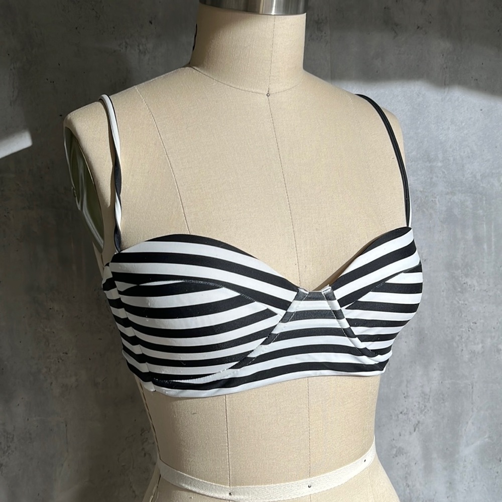 Black and White Striped Bikini